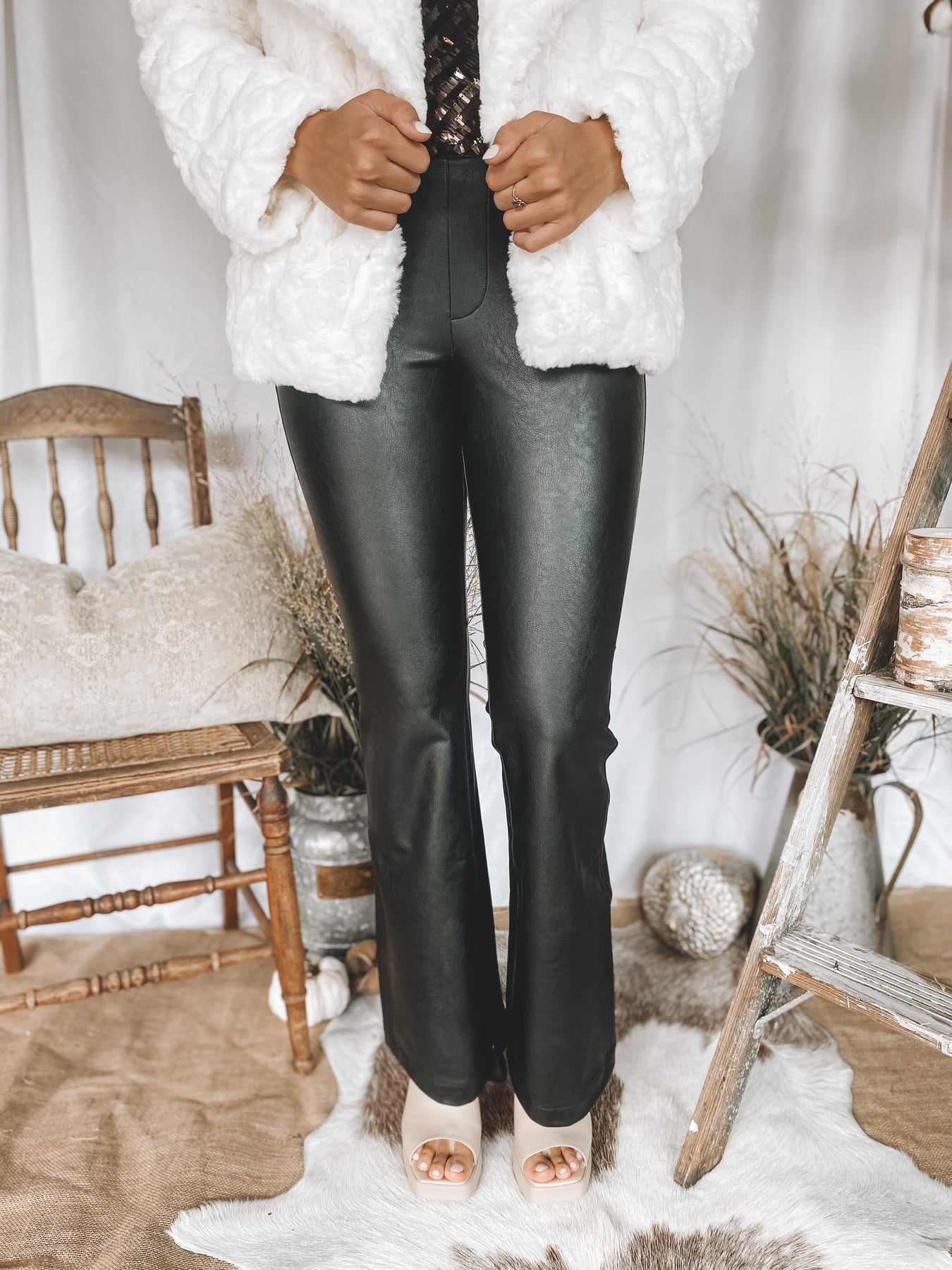 SPANX - LEATHER LIKE FLARE PANT - PETITE – Broadcloth Boutique